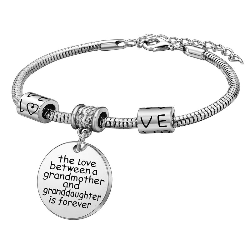 YEEQIN Grandmother Gift Grandma Bracelet Granddaughter Gift Bracelet Love between a Grandmother and Granddaughter is Forever - Image 5